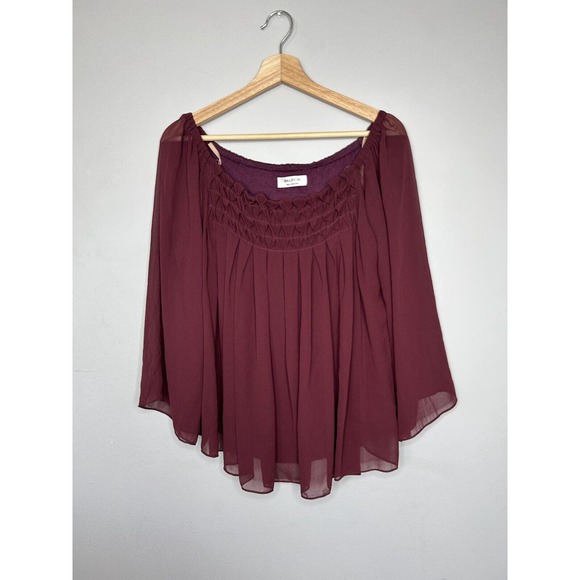 Bailey 44 Tops - Bailey 44 Women Blouse Top Small Burgandy Long Sleeve Sheer Flowy